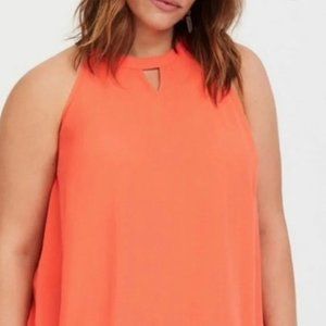 Torrid Orange Sheer Flowy Tank Top